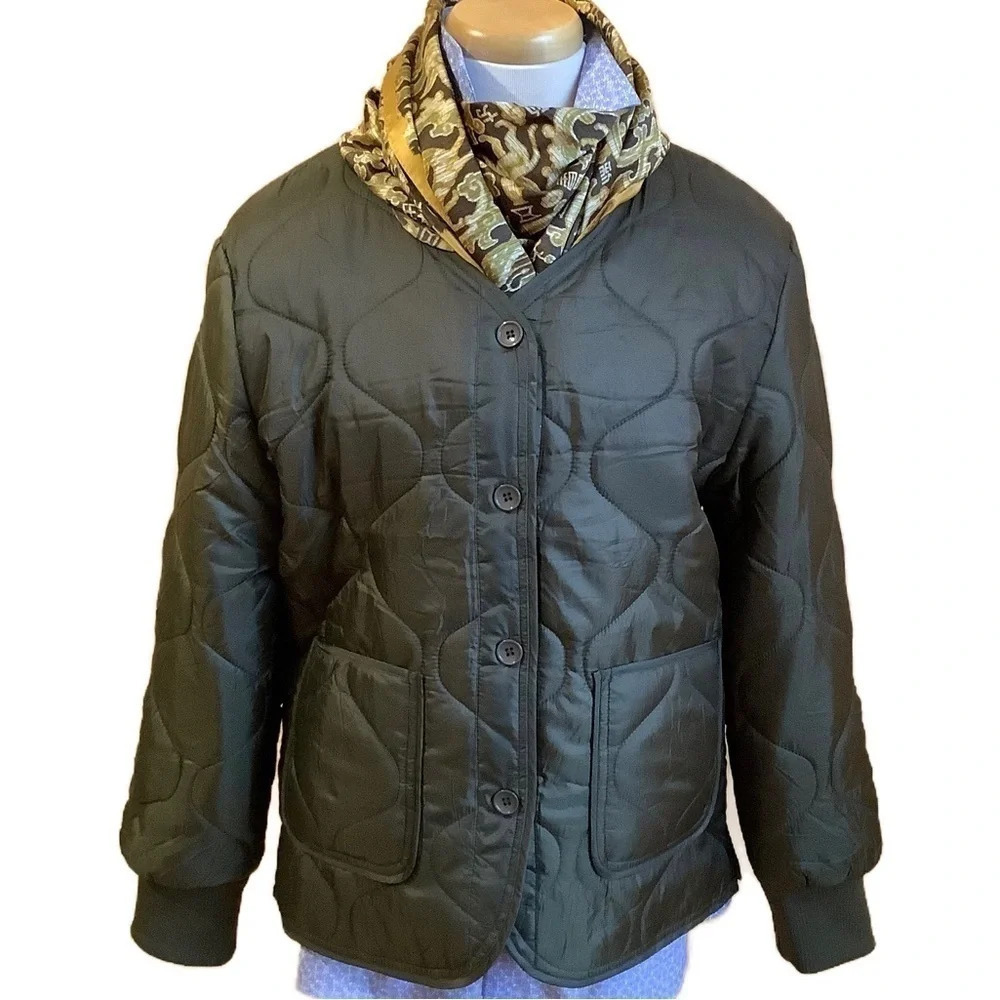 HUME Olive Green Quilted Bomber Jacket Size L